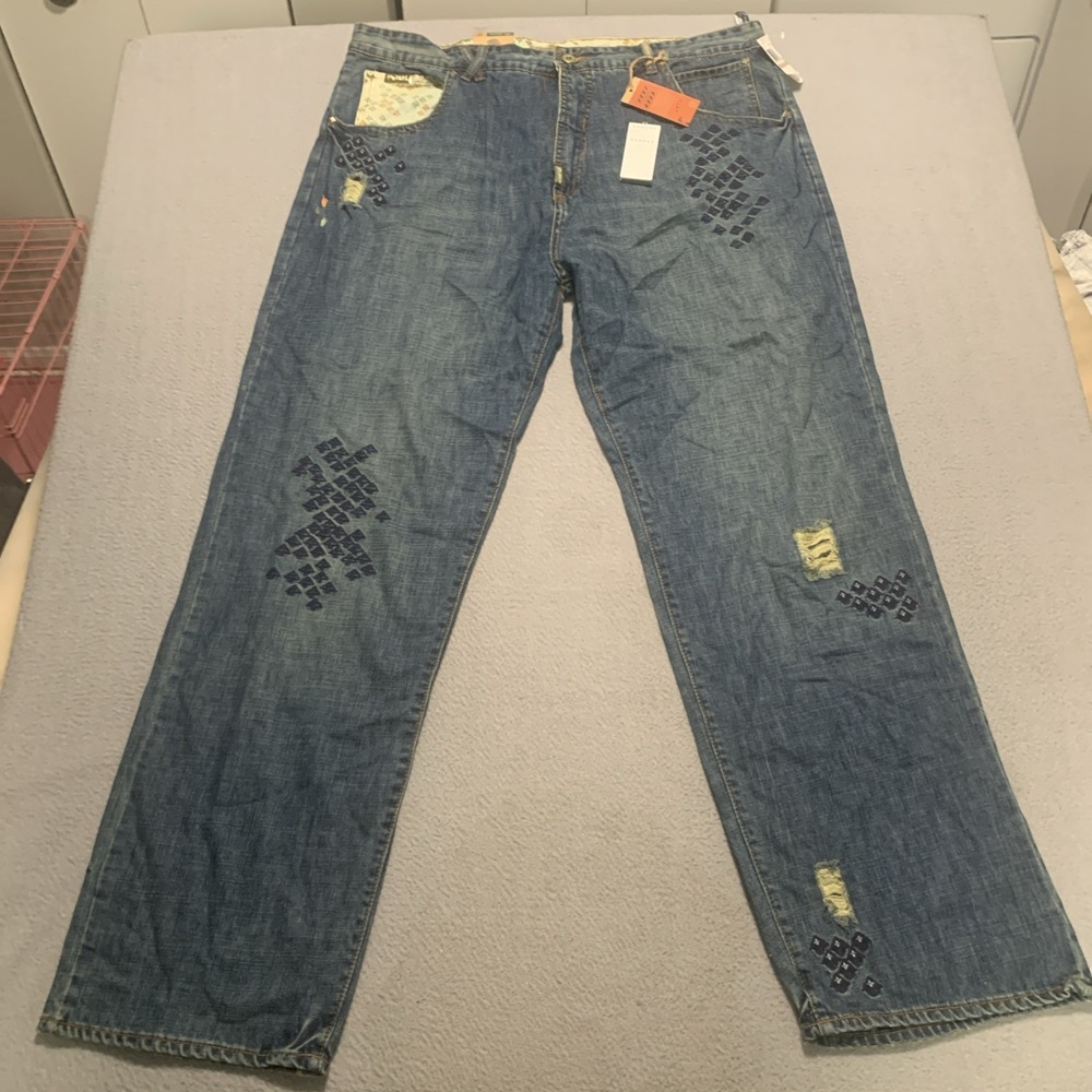 NWT Vtg LRG Classic 47 Baggy Jeans Mens 42x34 Embroidered Y2K Hip Hop Skater